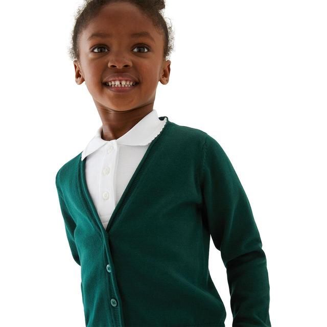 M&S Green 2pk Cotton Cardigan with Staynew 3-14 Years