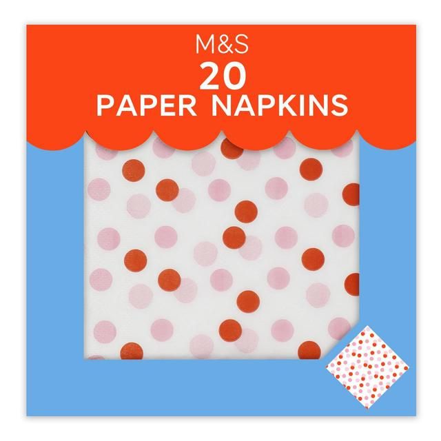 M&S Pink Spotty Paper Napkins 20 per pack