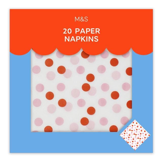 M&S Pink Spotty Paper Napkins 20 per pack