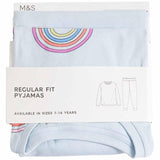 M&S Rainbow PJ 7-12 Years Blue