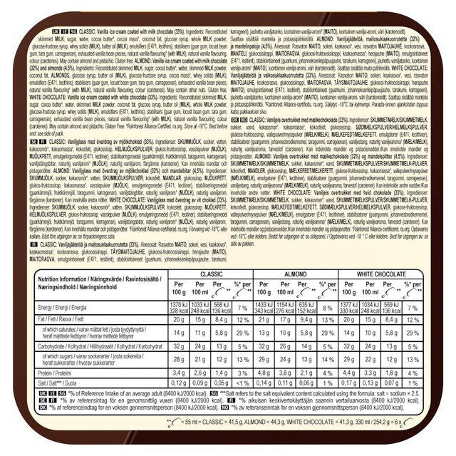 Magnum Mini Classic Almond & White Chocolate Ice Cream Sticks 6 x 55ml