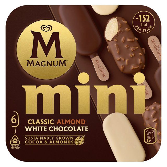 Magnum Mini Classic Almond & White Chocolate Ice Cream Sticks 6 x 55ml
