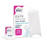 Bandes de cire Veet Pure Inspiration Jambes et Corps Sensibles x20