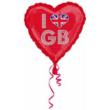 Ballon en aluminium Amscan « I Heart GB »