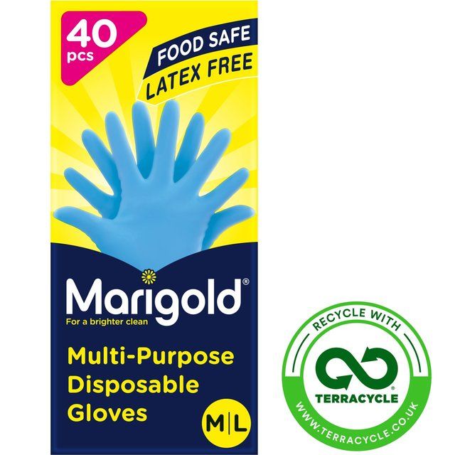 Marigold Extra Safe Disposable Latex & Powder Free Gloves M/L Food Safe 40 per pack