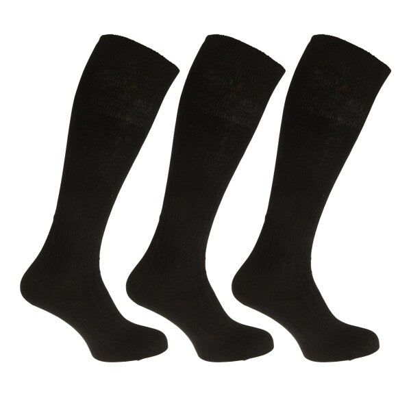 Mens 100% Cotton Ribbed Knee Socks (Pack Of 3) (UK 6-11) Black / 1EA