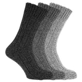 Mens Wool Blend Boot Socks (Pack Of 3) (UK Shoe 6-11) Shades of Grey / 1EA