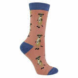 Miss Sparrow Ladies Animal Design Bamboo Socks 4-7 UK Meerkat Pink) / 1EA