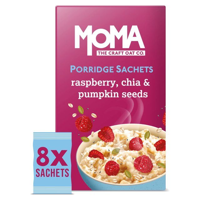 MOMA Raspberry Chia & Pumpkin Seed Jumbo Oat Porridge Sachets Vegan 8 per pack