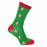 Mr Heron Mens Novelty Bamboo Xmas Socks 6-11 UK Santa (Green) / 1EA