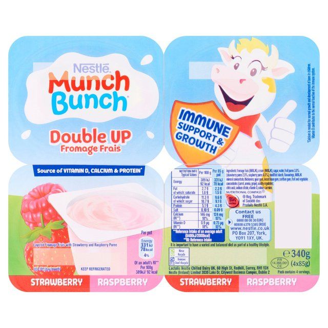 Munch Bunch Double Up Fromage Frais Strawberry & Raspberry 4 x 85g