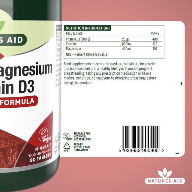 Natures Aid Calcium Magnesium & Vitamin D3 Tablets 90 per pack