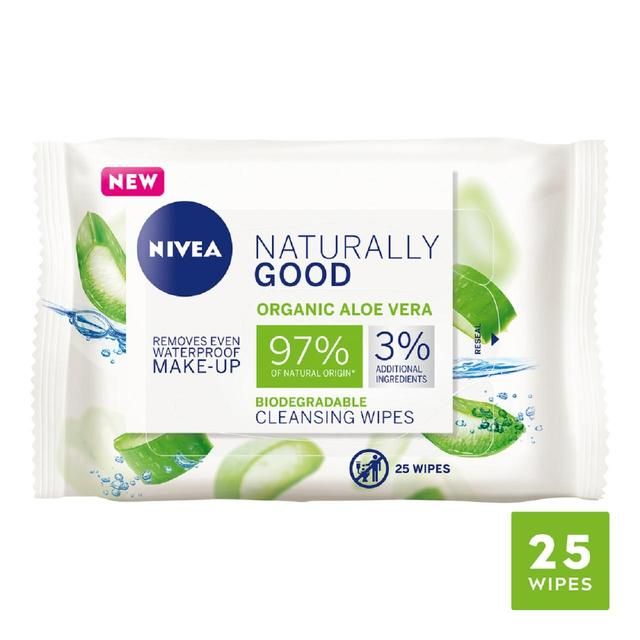 NIVEA Naturally Good Organic Aloe Vera Face Cleansing Wipes 25 per pack