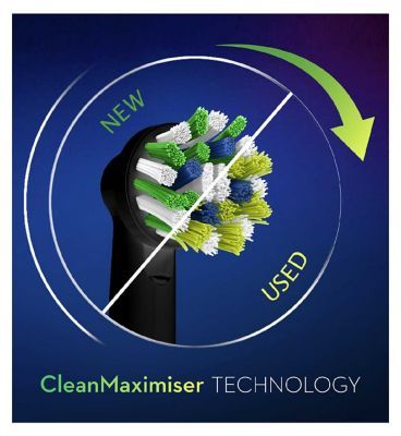 Oral-B CrossAction Toothbrush Head Black Edition with CleanMaximiser Technology, 4 Pack