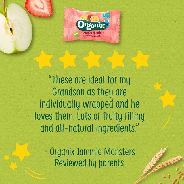 Organix Strawberry & Apple Organic Jammie Monsters Toddler & Kids Multipack 8 x 8g