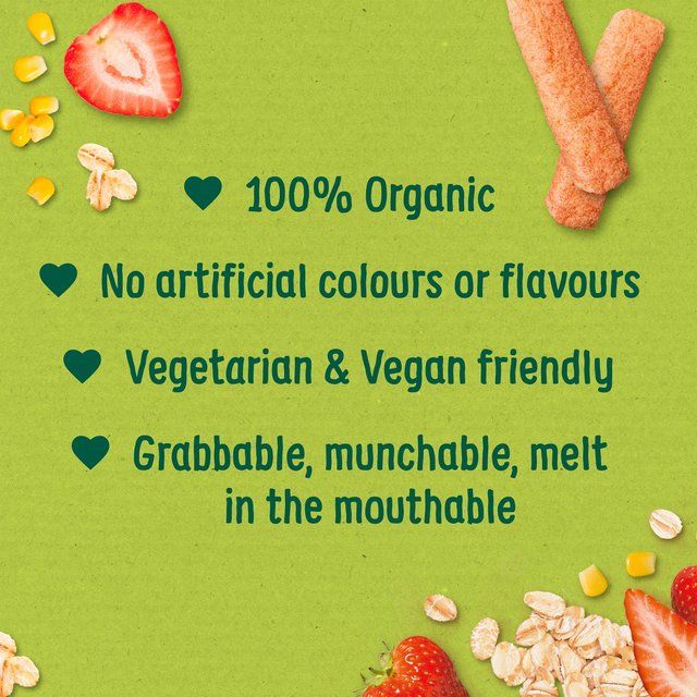 Organix Strawberry Weaning Wands Organic Baby 6 months+ snack 25g
