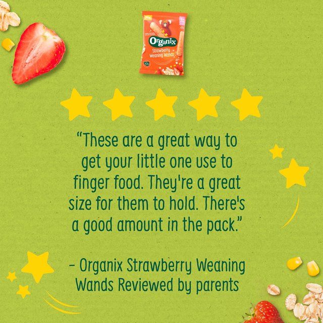 Organix Strawberry Weaning Wands Organic Baby 6 months+ snack 25g