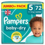 Pampers Baby-Dry Nappies Size 5 (11-16kg) Jumbo+ Pack 72 per pack