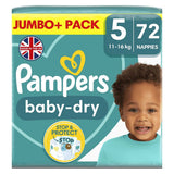 Pampers Baby-Dry Size 5, 72 Nappies, 11kg-16kg, Jumbo+ Pack