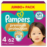 Pampers Premium Protection Nappies Size 4 (9-14kg) Jumbo+ Pack 62 per pack