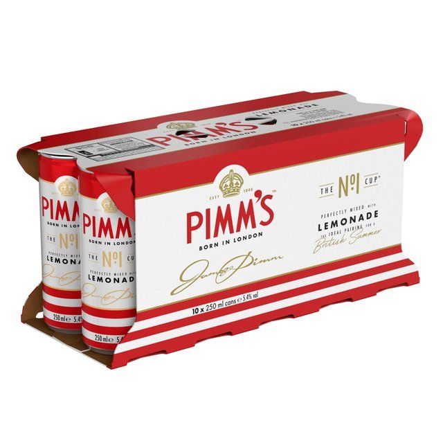 Pimm's No1 Cup & Lemonade Premix Liqueurs Ready to Drink 10 x 250ml