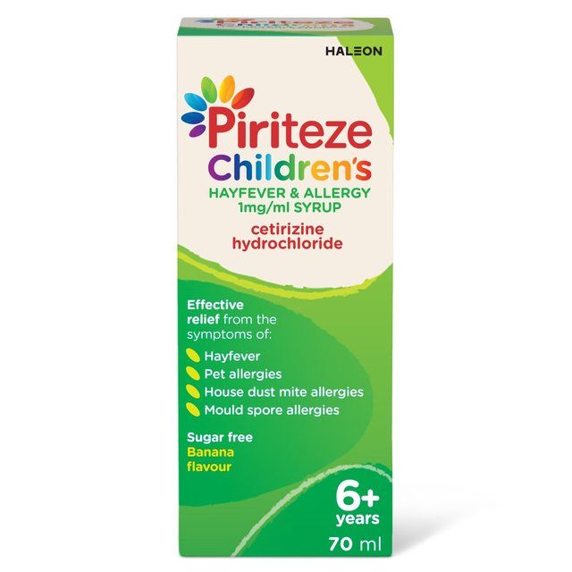 Piriteze Hayfever & Allergy Syrup Sugar Free Age 6+ 70ml