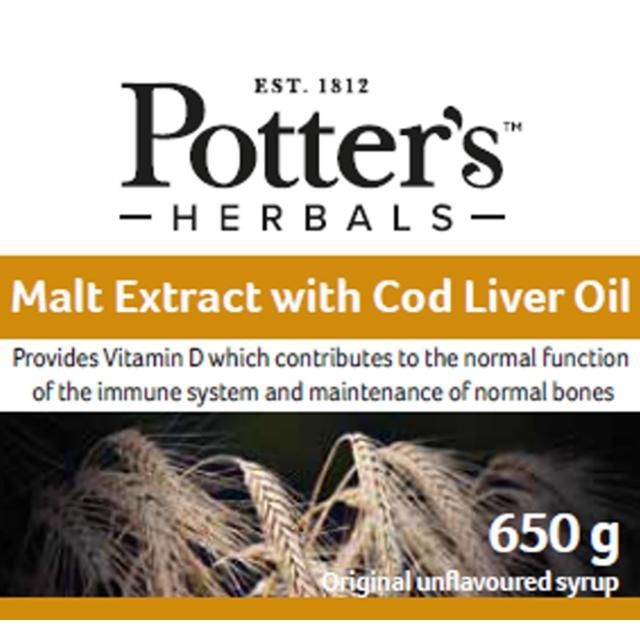 Potters Herbals Malt Extract with Cod Liver Oil Liquid 650g