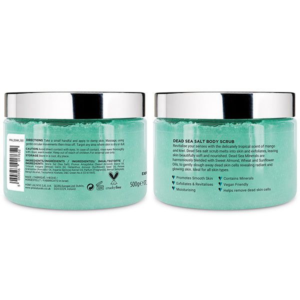 PraNaturals Dead Sea Salt Body Scrub 500g - Mango & Kiwi