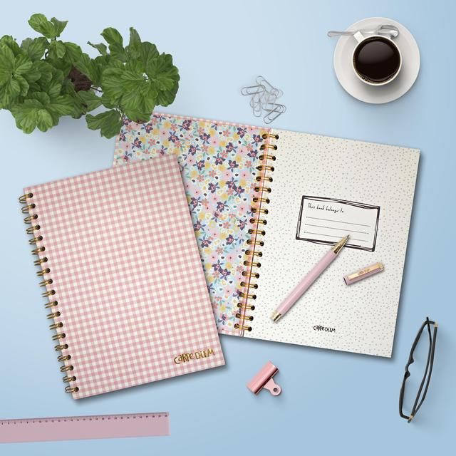 Pukka Pad - Carpe Diem B5 Spiral Hardcover Notebook Pink Check