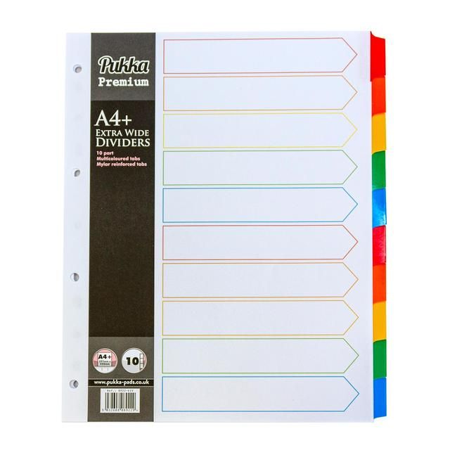 Pukka Pad Premium Dividers - A4 Multi 10pt Mylar Index 10 per pack