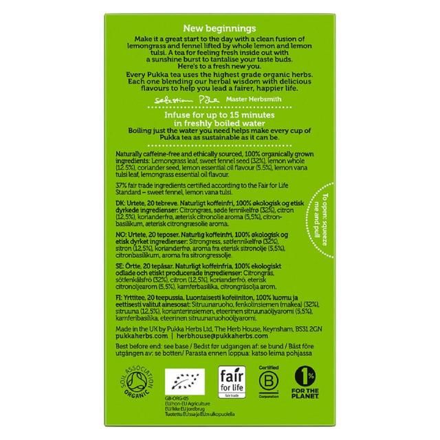 Pukka Tea Fresh Start Organic Herbal Tea 20 per pack