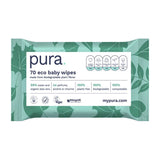 Pura 100% Plastic-Free Biodegradable Baby Wipes 70 Pack