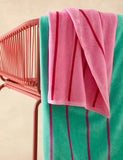 Pure Cotton Striped Beach Towel Pink - on special offer