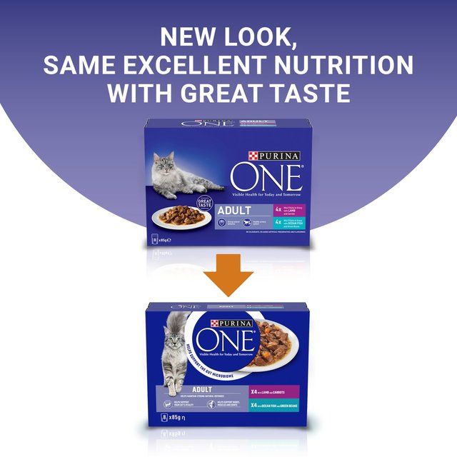 Purina One Mini Fillets Ocean Fish and Lamb Wet Cat Food 8 x 85g