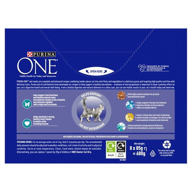 Purina One Senior 7+ Mini Fillets Salmon & Ocean Fish Wet Cat Food 8 x 85g