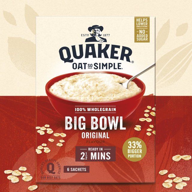 Quaker Oat So Simple Big Bowl Original Porridge Sachets Cereal 6 per pack