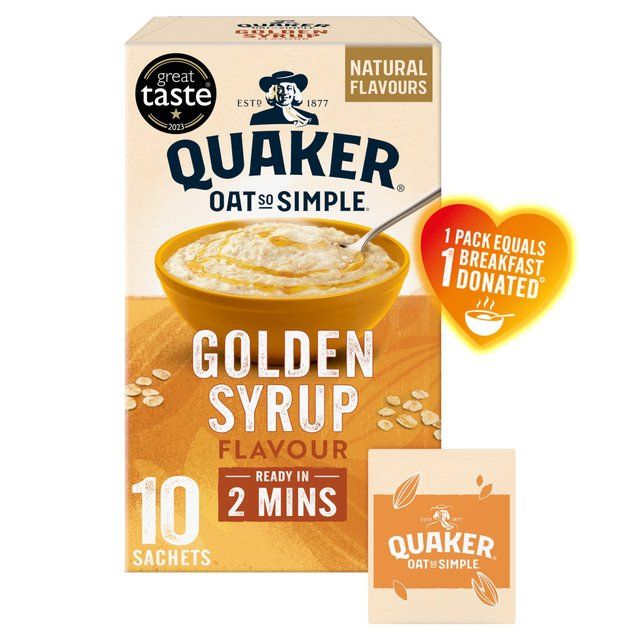 Quaker Oat So Simple Golden Syrup Porridge Sachets Cereal 10 per pack