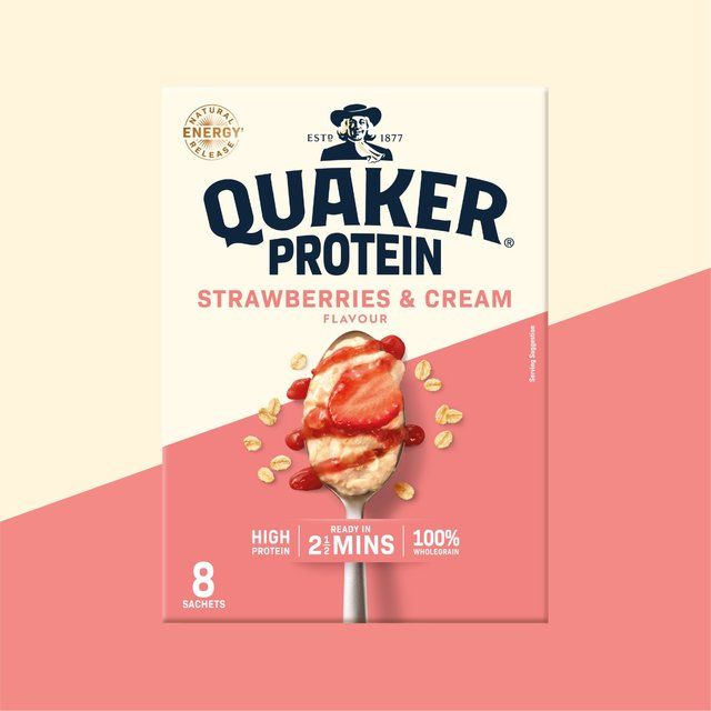Quaker Oat So Simple Protein Strawberries & Cream Porridge Sachets Cereal 8 x 1 per pack