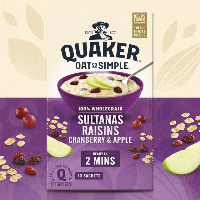 Quaker Oat So Simple Sultanas & Raisins Fruit Porridge Sachets Cereal 10 per pack
