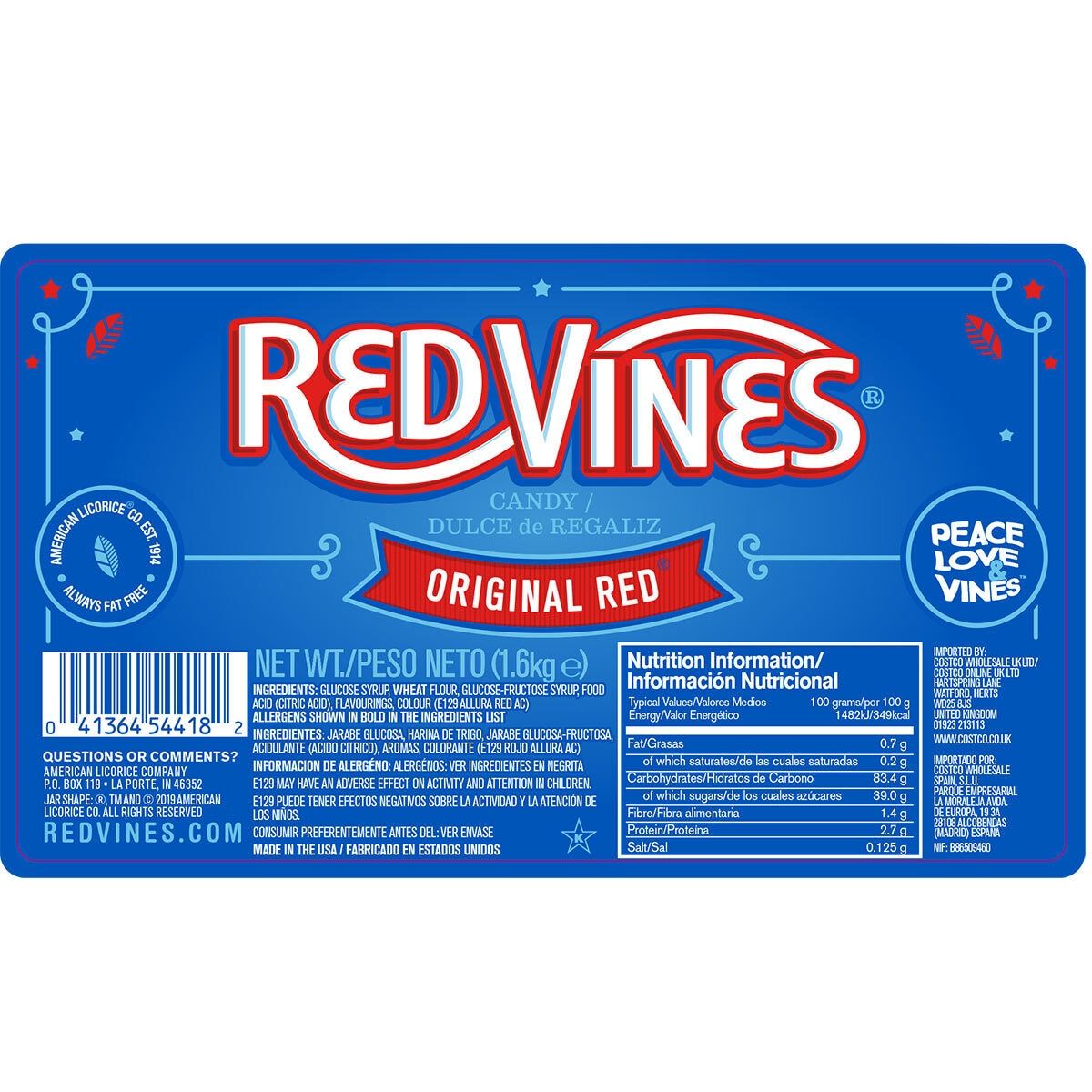 Red Vines Original Twists, 1.6kg