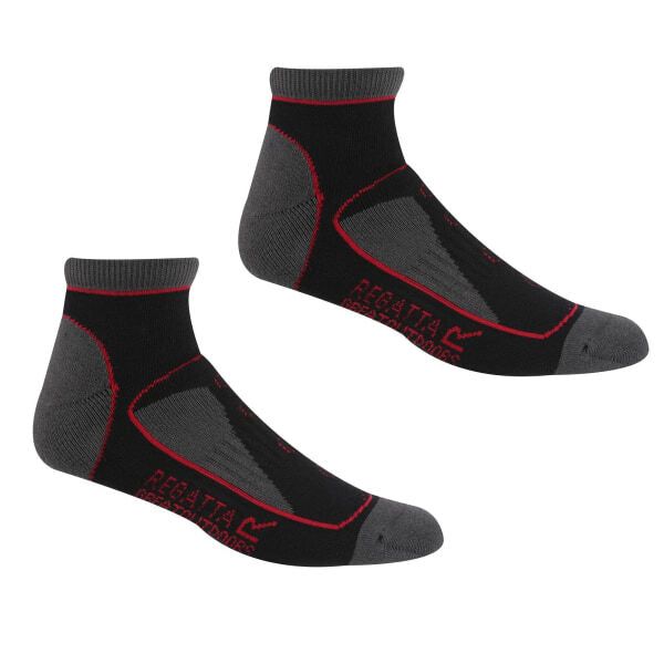 Regatta Womens Samaris Block Ankle Socks (Pack of 2) (3-5) Black/Cherry Pink / 150.0EA