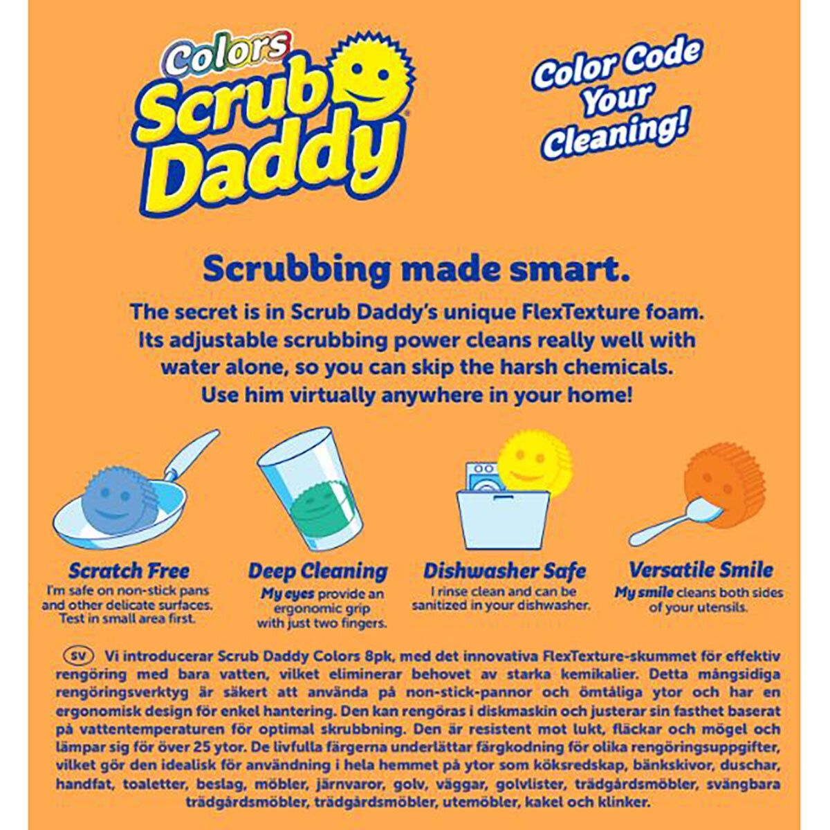 Scrub Daddy FlexTexture Scrubber, 8 Pack