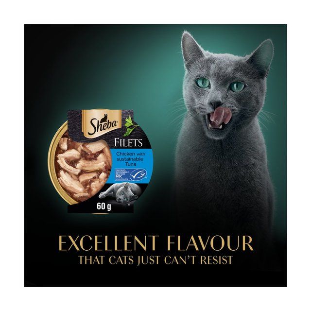 Sheba Fillets Cat Food Tray Chicken and MSC Tuna in Gravy 60g