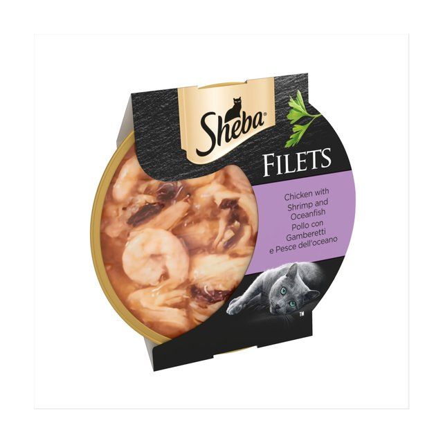 Sheba Fillets Cat Food Tray with Chicken Shrimp and Ocean fish in Gravy 60g