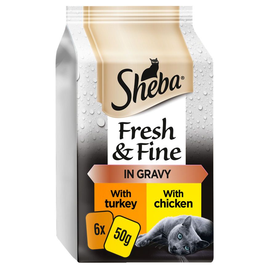 Sheba Fresh & Fine Wet Cat Food Pouches Chicken & Turkey in Gravy