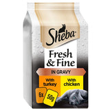 Sheba Fresh & Fine Wet Cat Food Pouches Chicken & Turkey in Gravy