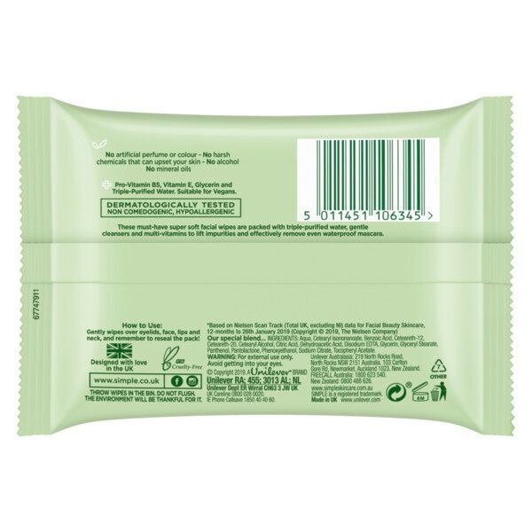 Simple Kind to Skin Cleansing Facial Wipes 7 wipes