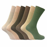 Sock Snob 6 Pk Mens Non Elastic 100% Cotton Socks 6-11 UK Beige / 6EA