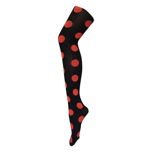 Sock Snob Ladies 80 Denier Opaque Patterned Tights 8-14 UK Big Spot Red