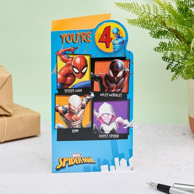 Spider Man 4th Birthday Card